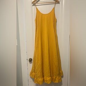 Elegant Mustard Sleeveless Maxi Dress